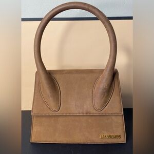 Jacquemus Brown Suede Le Chiquito Grand (largest size). Authentic with tags.